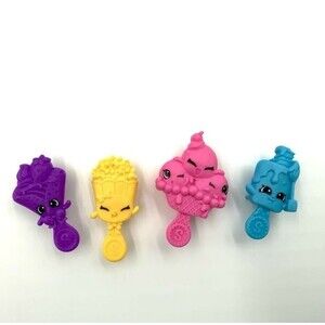 Shopkins Children’s Pretend Play Yellow/Pink/Blue/Purple Toy 4 Brushes Set